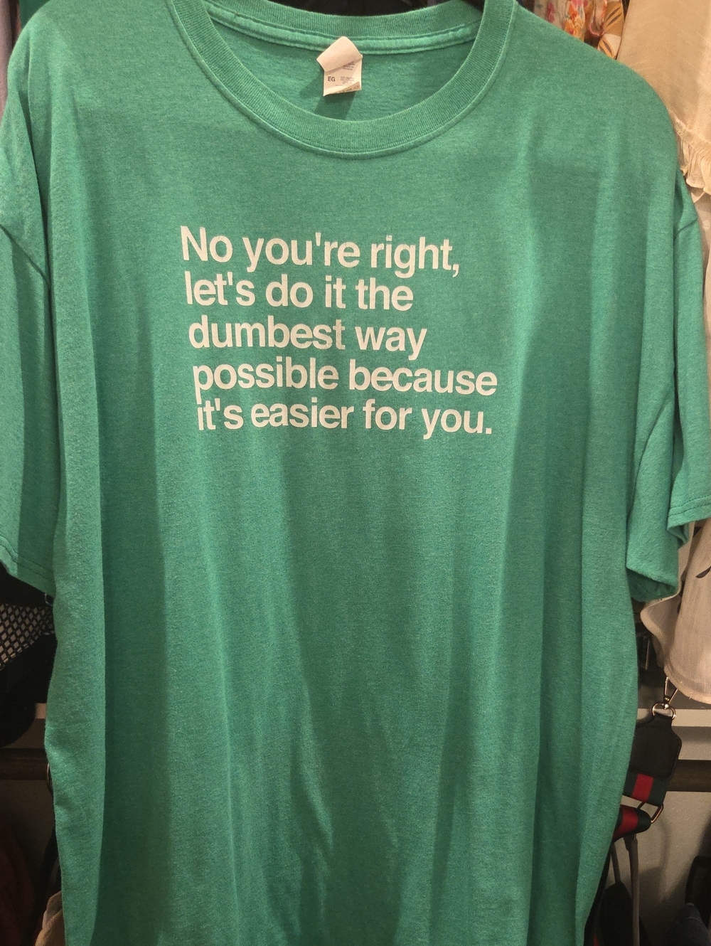 Men's Teal Graphic Crew Neck T-Shirt with White Statement Print